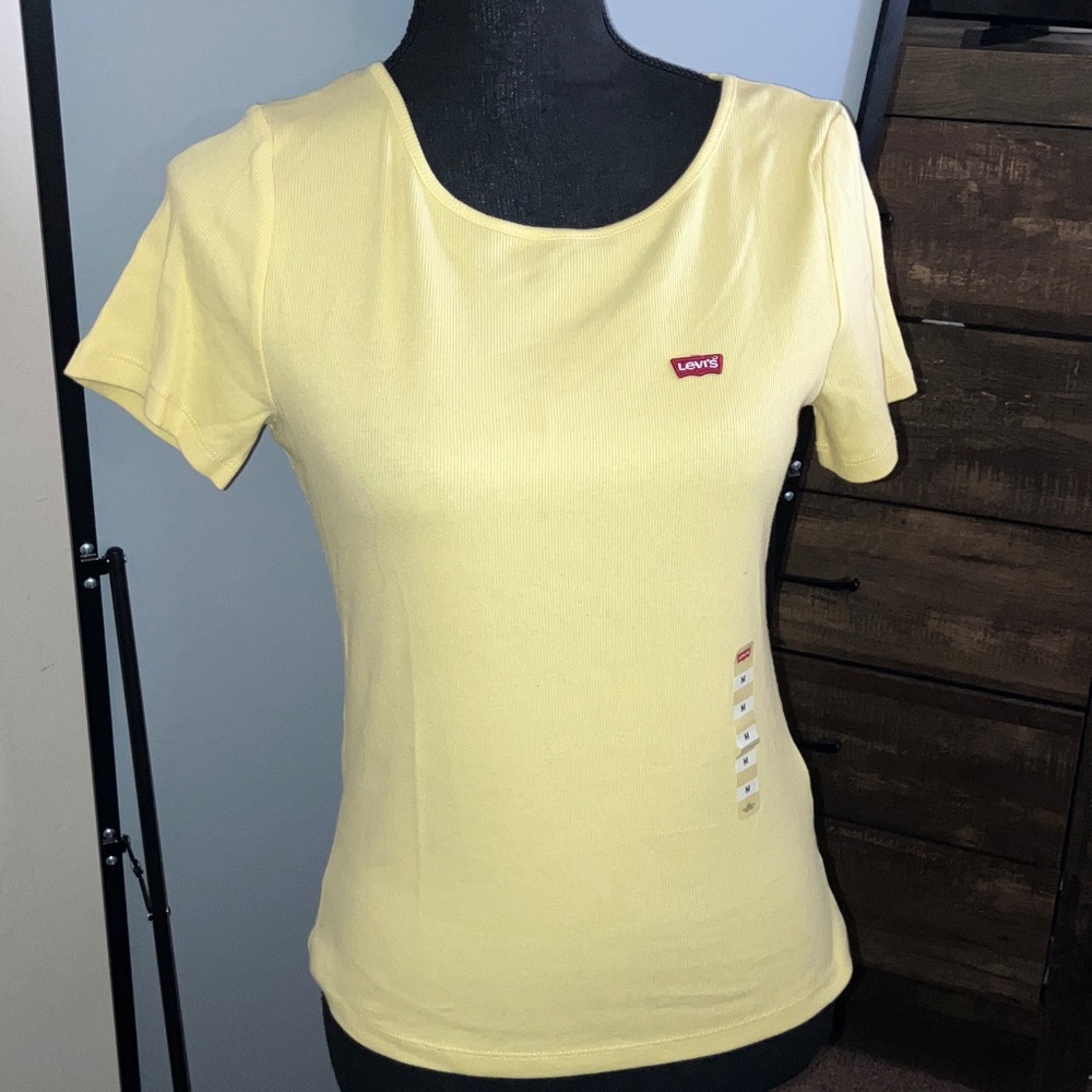 Levi's Yellow Fitted Ribbed Short Sleeve Tee